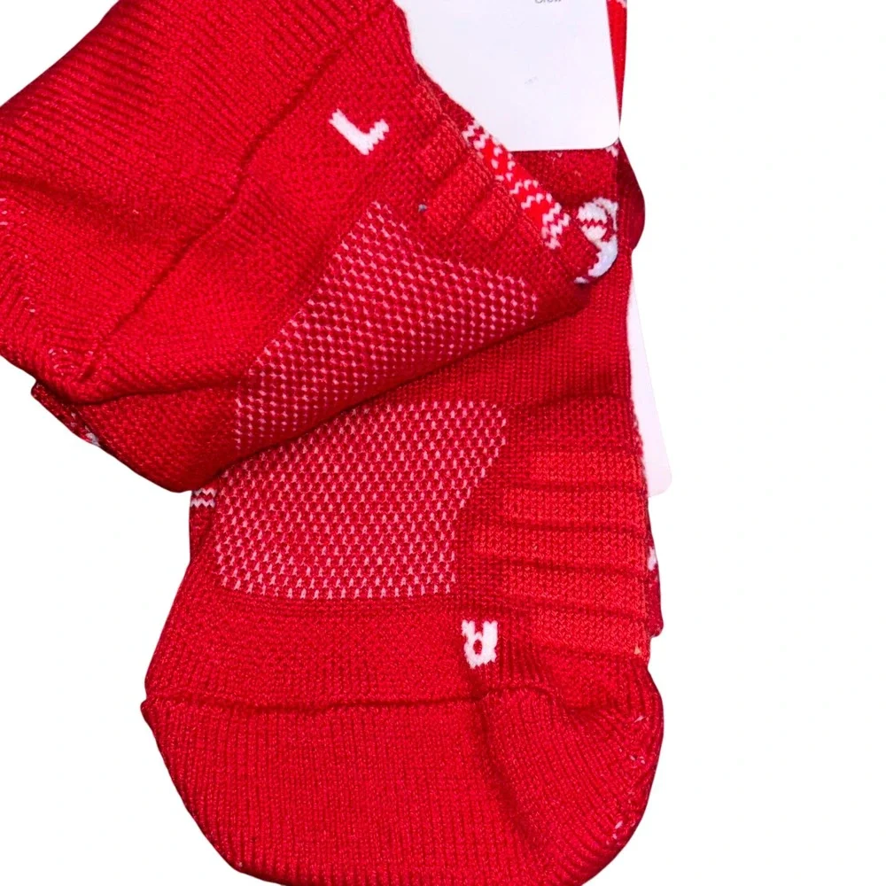 Nike Dri-Fit Elite Basketball‎ Crew Socks Youth 3Y-5Y Red Santa Fair Isle Swoosh